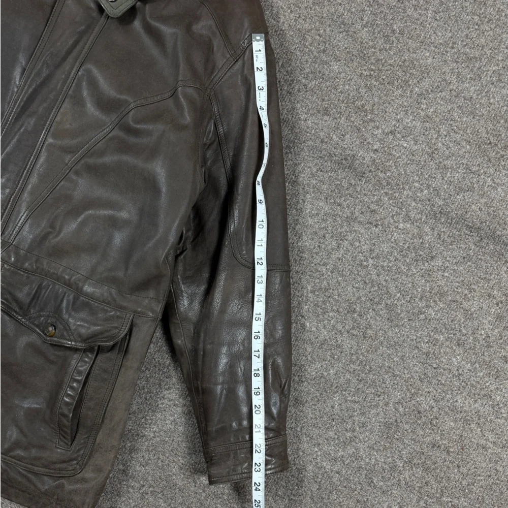 Vintage Members Only Brown Genuine Leather Full Zip Chore Hunting Jacket Men’s M - Picture 10 of 12